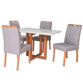 MESA DE JANTAR TAMPO DE VIDRO COM QUATRO CADEIRAS   RDECOR