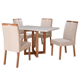 MESA DE JANTAR TAMPO DE VIDRO COM QUATRO CADEIRAS   RDECOR