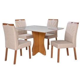 MESA DE JANTAR TAMPO DE VIDRO COM QUATRO CADEIRAS   RDECOR