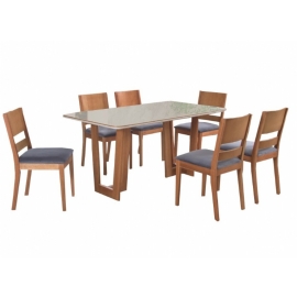 MESA DE JANTAR SAROVI COM SEIS CADEIRAS ELEGANCY   VR MOVEIS