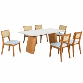 MESA DE JANTAR FLORA COM SEIS CADEIRAS ZOE LUKA DECOR