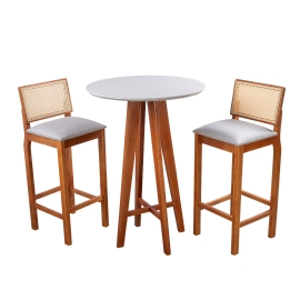 BISTRO JADE COM DUAS BANQUETAS HELENA RATTAN NATURAL LUKA DECOR