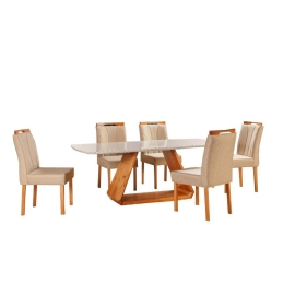 MESA GENOVA COM SEIS CADEIRAS MANUELA