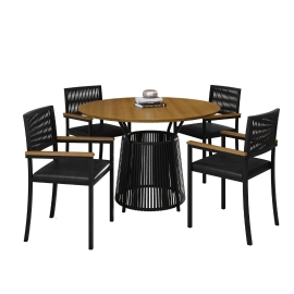 MESA ROMA TAMPO LAMINADO COM QUATRO CADEIRAS BARCELONA BRACO