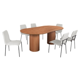 MESA OVAL COM SEIS CADEIRAS   TAMPO LAMINADO
