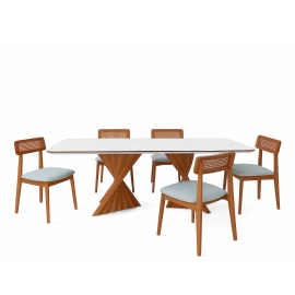 MESA DE JANTAR SAFIRA COM SEIS CADEIRAS MANU 13