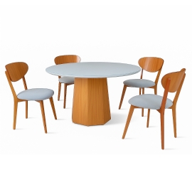 MESA DE JANTAR BELGICA COM QUATRO CADEIRAS MANU 16