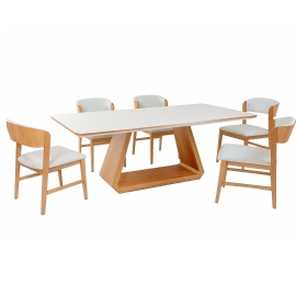 MESA DE JANTAR GENOVA COM SEIS CADEIRAS MANU 01