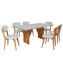 MESA DE JANTAR VALENCIA COM SEIS CADEIRAS MANU 17