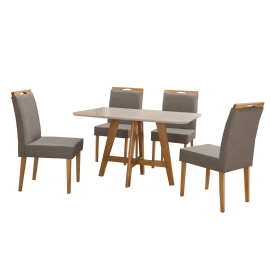 SALA DE JANTAR COM QUATRO CADEIRAS   TAMPO DE VIDRO   MANUELA