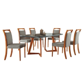 SALA DE JANTAR LIVIA COM SEIS CADEIRAS LIVIA   TAMPO DE VIDRO