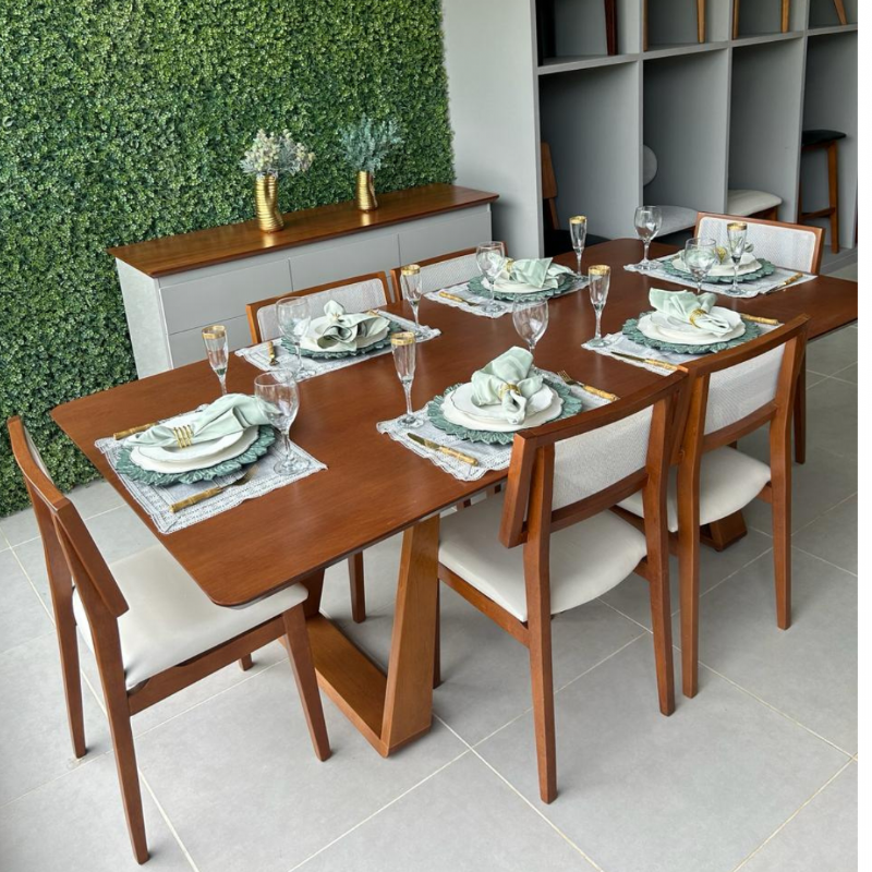 Mesa Dallas com seis cadeiras Berlim - Tampo laminado, Valverde