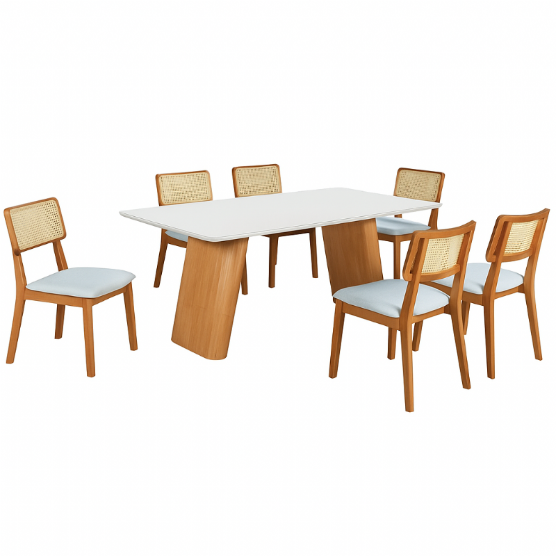 Mesa de Jantar Flora com seis cadeiras Zoe Luka Decor