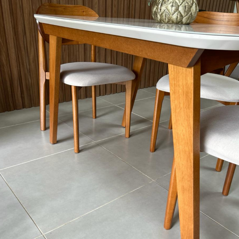 Mesa Amsterd com quatro cadeiras Jade + Aparador Moscou