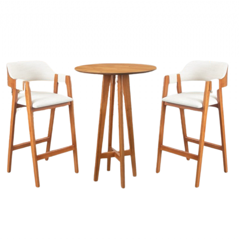 Bistr mesa alta Alana com duas banquetas Helena - Ex Decor