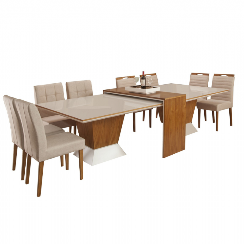 SALA DE JANTAR ALICE COM OITO CADEIRAS LIS + APARADOR - VR MOVIS