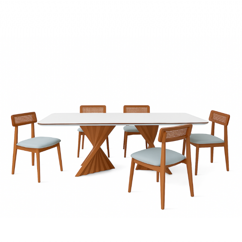 Mesa de Jantar Safira Com Seis Cadeiras Manu 13