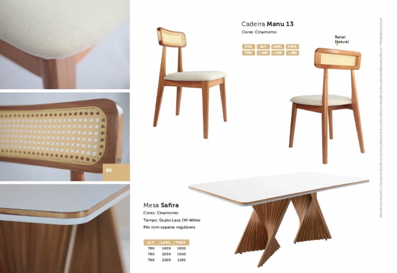 Mesa de Jantar Safira Com Seis Cadeiras Manu 13
