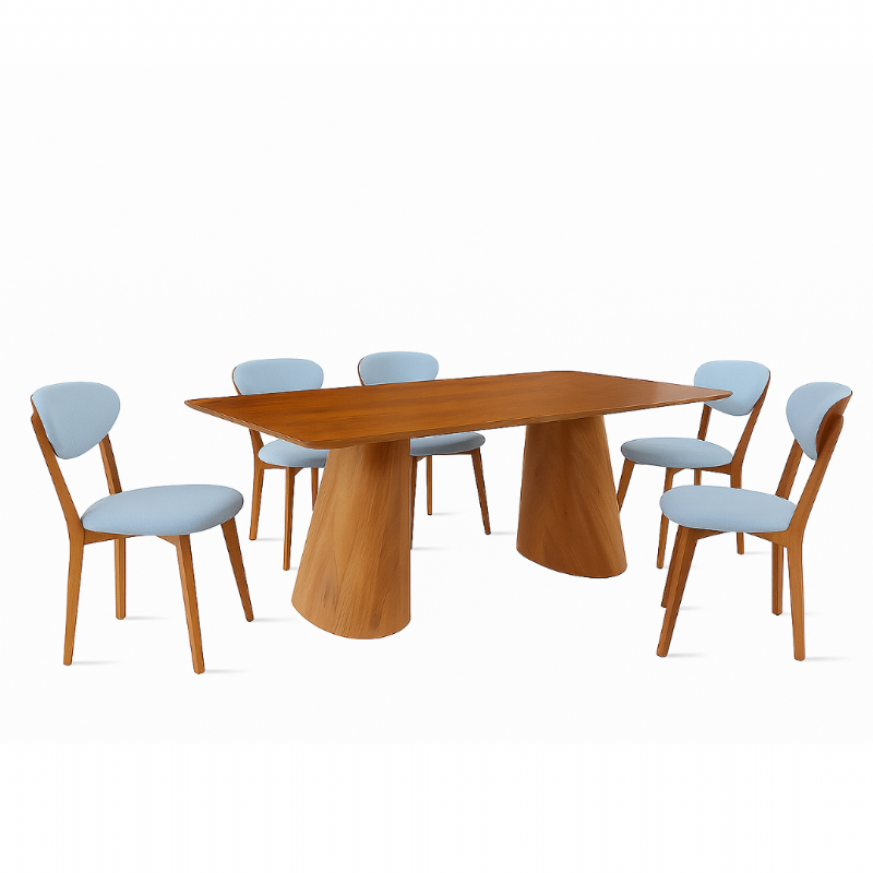 Mesa de Jantar Moscou Com Seis Cadeiras Manu 17