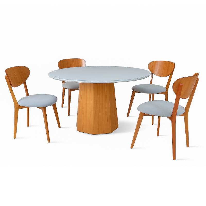 Mesa de Jantar Blgica Com Quatro Cadeiras Manu 16 