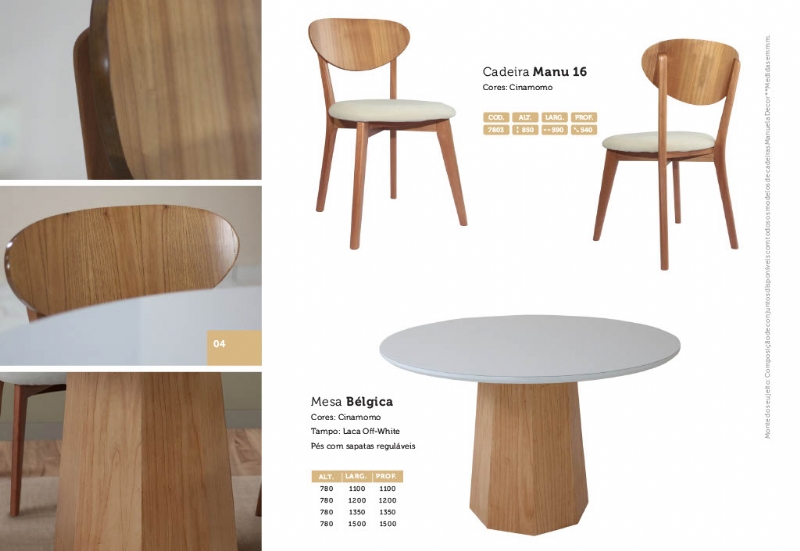 Mesa de Jantar Blgica Com Quatro Cadeiras Manu 16 