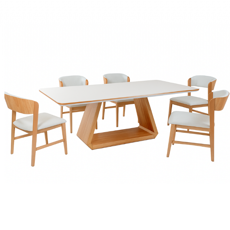 Mesa de Jantar Gnova Com Seis Cadeiras Manu 01