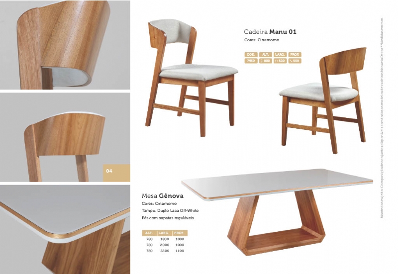 Mesa de Jantar Gnova Com Seis Cadeiras Manu 01
