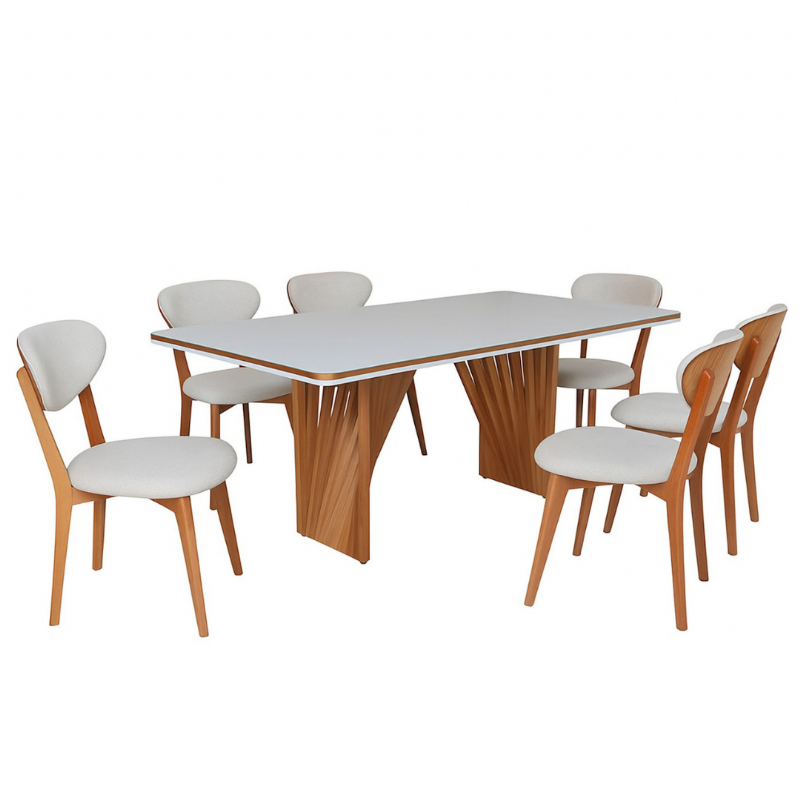 Mesa de Jantar Valncia Com Seis Cadeiras Manu 17