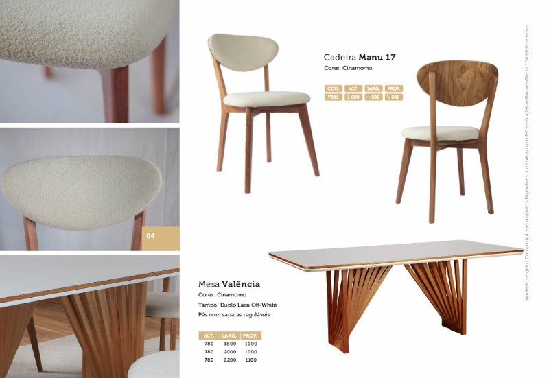 Mesa de Jantar Valncia Com Seis Cadeiras Manu 17