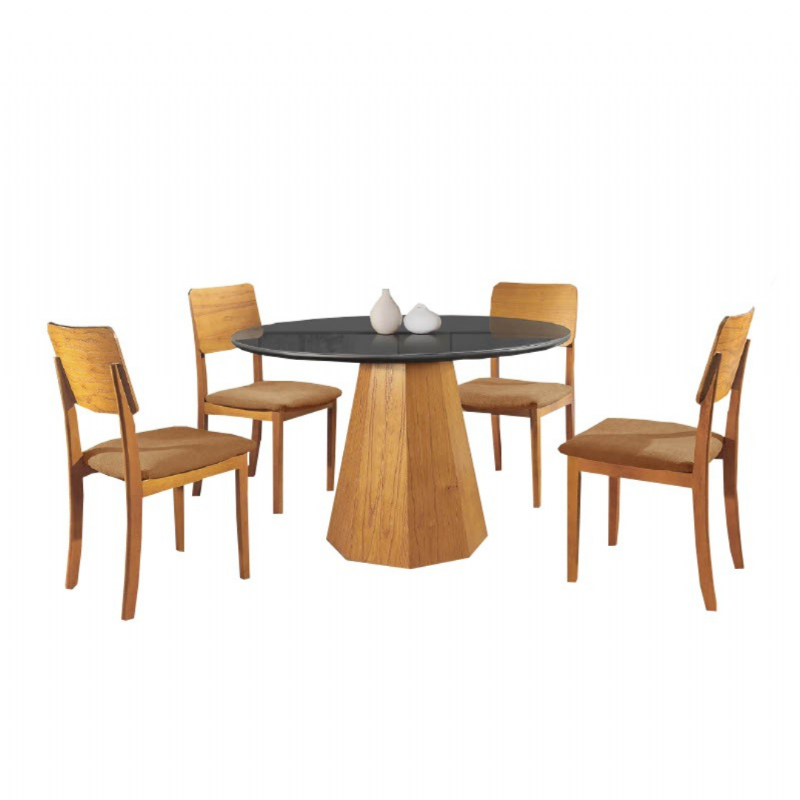 Mesa Diamantina com quatro cadeiras Diamantina madeira Marka Mveis