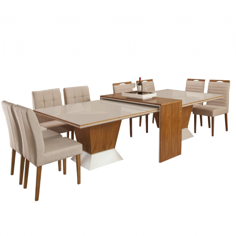 Sala De Jantar Alice Com Doze Cadeiras Lis + Aparador - Vr Movis
